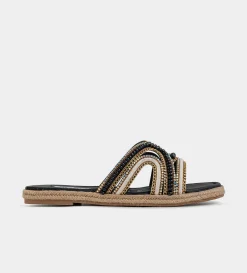 Hot SANDALIA PLANA PEDRERÍA NEGRO Mujer Sandalias Y Plataformas