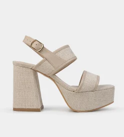 Hot SANDALIA PLATAFORMA ALTA TEXTIL BEIGE Mujer Sandalias Y Plataformas