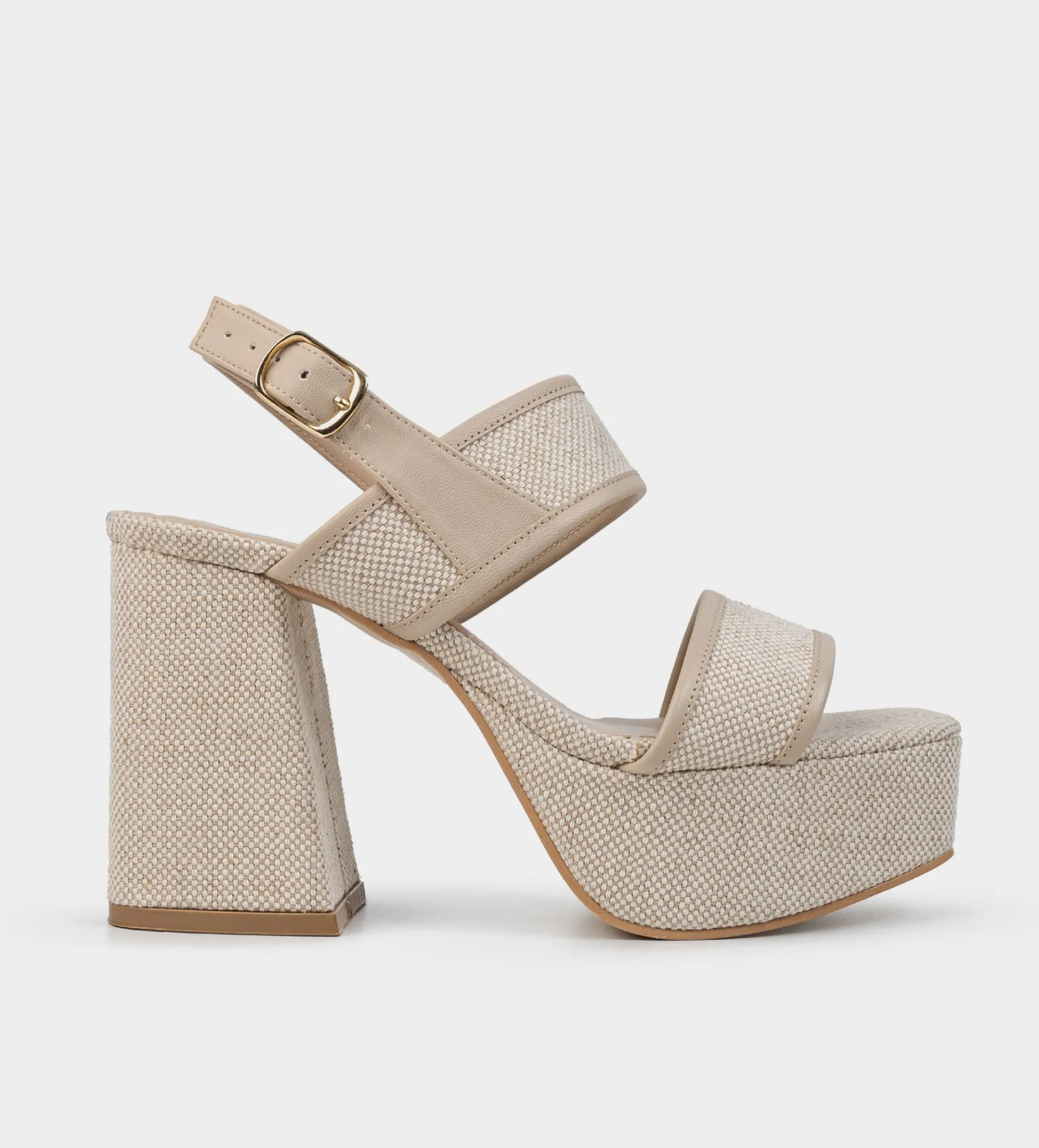 Hot SANDALIA PLATAFORMA ALTA TEXTIL BEIGE Mujer Sandalias Y Plataformas