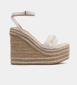 Hot SANDALIA PLATAFORMA ALTA YUTE Y PERLAS BEIGE Mujer Sandalias Y Plataformas