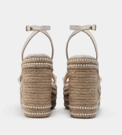 Hot SANDALIA PLATAFORMA ALTA YUTE Y PERLAS BEIGE Mujer Sandalias Y Plataformas