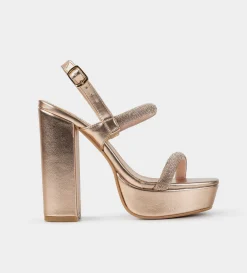 Online SANDALIA PLATAFORMA BRILLOS DORADA Mujer Fiesta | Sandalias Y Plataformas