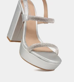 Hot SANDALIA PLATAFORMA BRILLOS PLATA Mujer Fiesta | Bride Collection