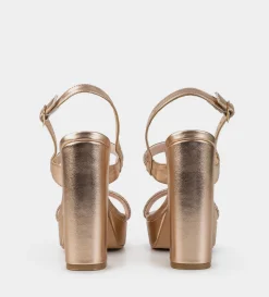 Online SANDALIA PLATAFORMA BRILLOS DORADA Mujer Fiesta | Sandalias Y Plataformas