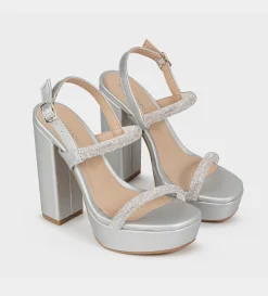 Hot SANDALIA PLATAFORMA BRILLOS PLATA Mujer Fiesta | Bride Collection