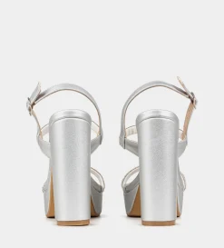 Hot SANDALIA PLATAFORMA BRILLOS PLATA Mujer Fiesta | Bride Collection