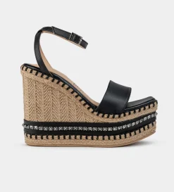 New SANDALIA PLATAFORMA YUTE NEGRO Mujer Sandalias Y Plataformas
