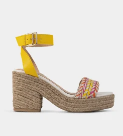 Outlet SANDALIA PLATAFORMA YUTE AMARILLO Mujer Sandalias Y Plataformas