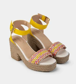 Outlet SANDALIA PLATAFORMA YUTE AMARILLO Mujer Sandalias Y Plataformas