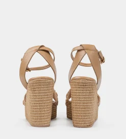 Outlet SANDALIA PLATAFORMA YUTE BORDADO FLORAL BEIGE Mujer Sandalias Y Plataformas