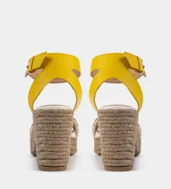 Outlet SANDALIA PLATAFORMA YUTE AMARILLO Mujer Sandalias Y Plataformas