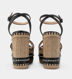 New SANDALIA PLATAFORMA YUTE NEGRO Mujer Sandalias Y Plataformas