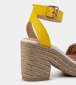 Outlet SANDALIA PLATAFORMA YUTE AMARILLO Mujer Sandalias Y Plataformas