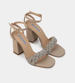 Discount SANDALIA TACÓN BRILLOS BEIGE Mujer Fiesta | Bride Collection