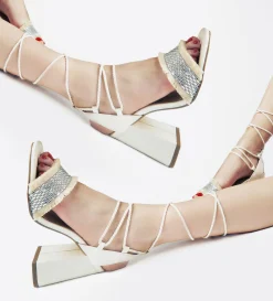 Discount SANDALIA TACÓN BRILLOS BLANCO Mujer Bride Collection