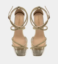 Online SANDALIA TACÓN BRILLOS ORO Mujer Fiesta | Sandalias Y Plataformas
