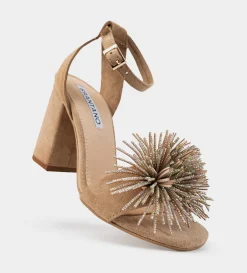 Best SANDALIA TACÓN BRILLOS PIEL GAMUZA NUDE Mujer Sandalias Y Plataformas | Fiesta