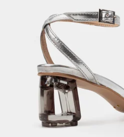 Outlet SANDALIA TACÓN BRILLOS PLATA Mujer Fiesta | Sandalias Y Plataformas