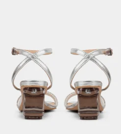 Outlet SANDALIA TACÓN BRILLOS PLATA Mujer Fiesta | Sandalias Y Plataformas