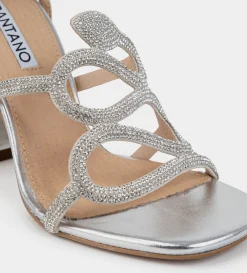 Outlet SANDALIA TACÓN CRISTALES PLATA Mujer Fiesta | Sandalias Y Plataformas