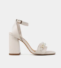 Best SANDALIA TACÓN PERLAS PIEL BLANCO Mujer Bride Collection