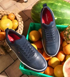 New SNEAKER CASUAL AGUJETA ELÁSTICA PIEL AZUL Hombre Sneakers
