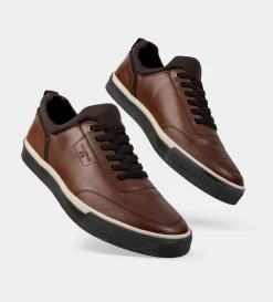 Outlet SNEAKER CASUAL AGUJETA ELÁSTICA PIEL CAFÉ Hombre Sneakers