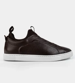 New SNEAKER SLIP ON PIEL CAFÉ Hombre Sneakers