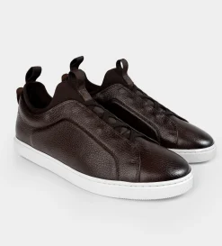 New SNEAKER SLIP ON PIEL CAFÉ Hombre Sneakers