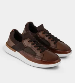 Clearance SNEAKERS CALCETÍN PIEL CAFÉ Hombre Sneakers