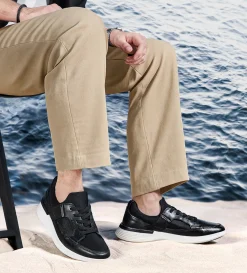 Hot SNEAKERS CALCETÍN PIEL NEGRO Hombre Sneakers