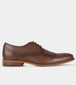 Outlet ZAPATO DE VESTIR WINGTIP PIEL CAFÉ Hombre Vestir
