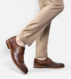 Outlet ZAPATO DE VESTIR WINGTIP PIEL CAFÉ Hombre Vestir