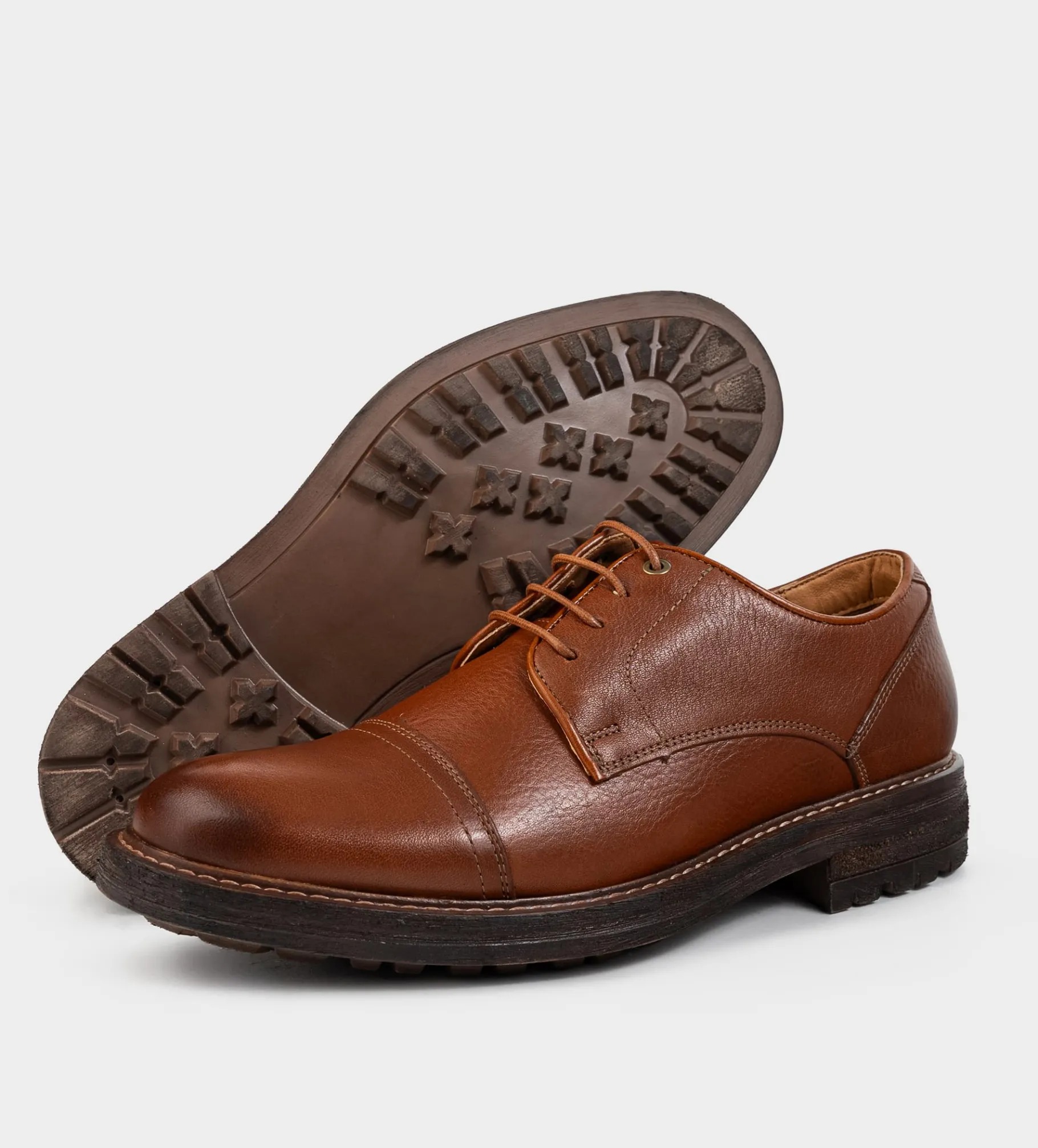 Discount ZAPATO DERBY PIEL PREMIUM MIEL Hombre Casual