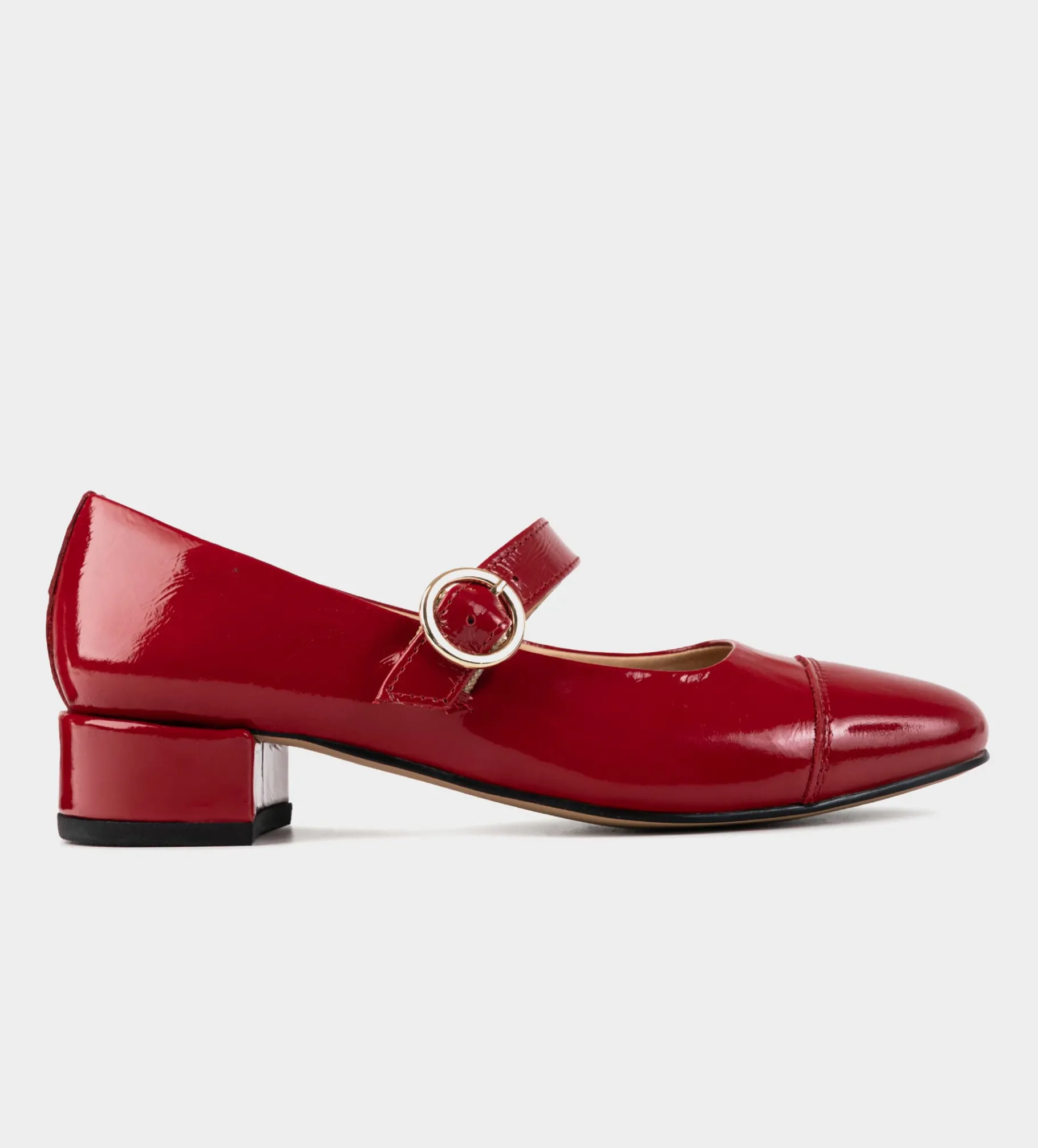 Outlet ZAPATO TACÓN BAJO CHAROL ROJO Mujer Tacones Y Zapatillas