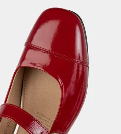 Outlet ZAPATO TACÓN BAJO CHAROL ROJO Mujer Tacones Y Zapatillas