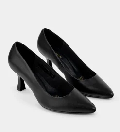Clearance ZAPATO TACÓN BAJO PIEL NEGRO Mujer Tacones Y Zapatillas