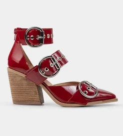 Hot ZAPATO TACÓN HEBILLAS METÁLICAS ROJO Mujer Tacones Y Zapatillas
