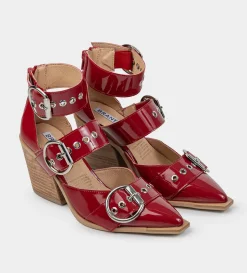 Hot ZAPATO TACÓN HEBILLAS METÁLICAS ROJO Mujer Tacones Y Zapatillas