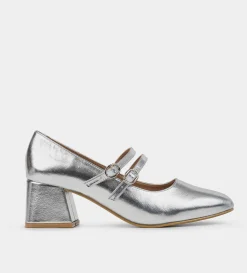 Fashion ZAPATO TACÓN MARY JANE PLATA Mujer Fiesta | Flats Y Mocasines