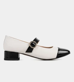 Clearance ZAPATO TACÓN PIEL BLANCO Mujer Flats Y Mocasines | Piel Auténtica