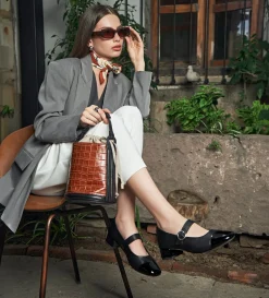 Outlet ZAPATO TACÓN PIEL NEGRO Mujer Flats Y Mocasines | Piel Auténtica
